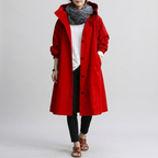 Oversized trenchcoat dames met capuchon, waterafstotende afwerking en elastische manchetten 7