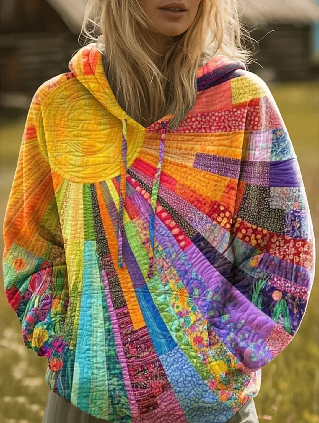 Hoodie dames met capuchon en print, bohemian stijl 1