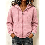 Hoodie dames met rits, capuchon en structuur 1