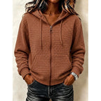 Hoodie dames met rits, capuchon en structuur 2