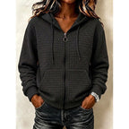 Hoodie dames met rits, capuchon en structuur 4