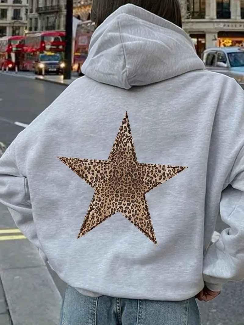 Hoodie dames oversized met capuchon en luipaardprint 2