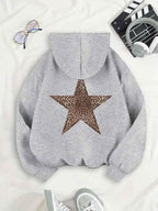 Hoodie dames oversized met capuchon en luipaardprint 3