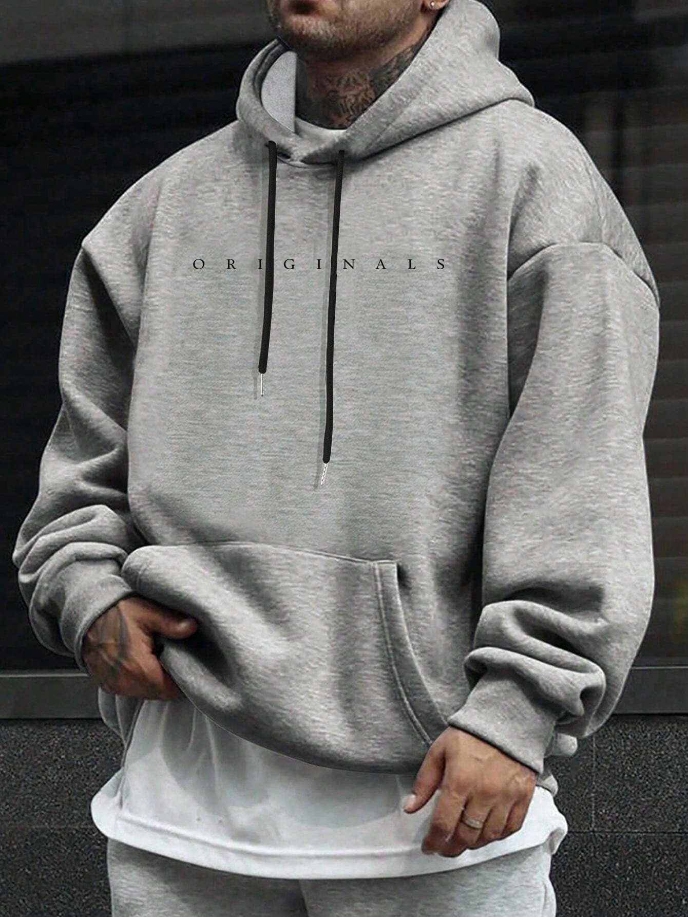 Hoodie heren met capuchon en letterprint 7