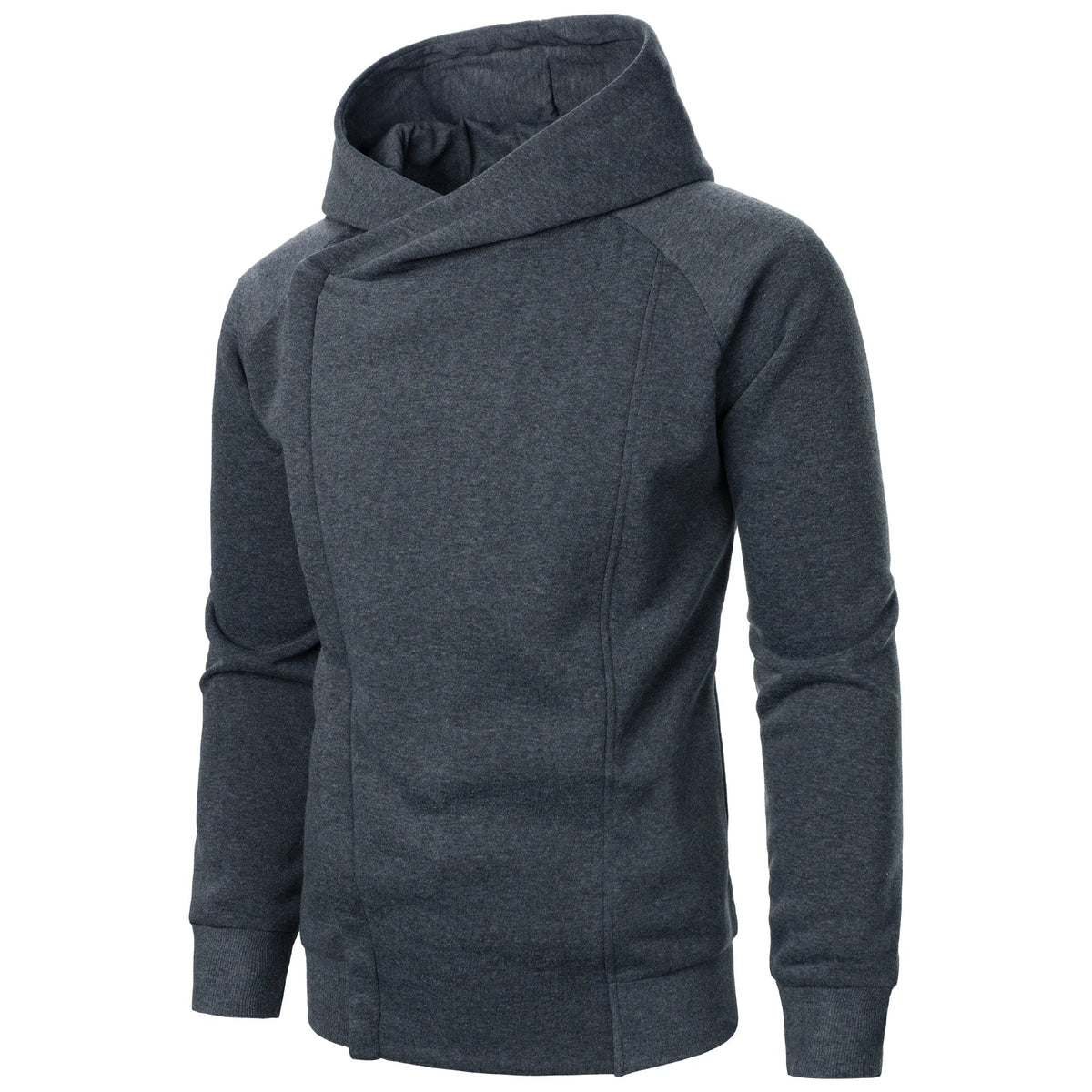 Hoodie heren met diagonale rits, capuchon en zakken 4