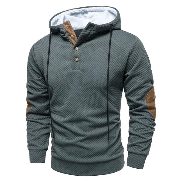 Hoodie heren met knoopsluiting bij de hals 1
