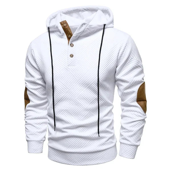 Hoodie heren met knoopsluiting bij de hals 2