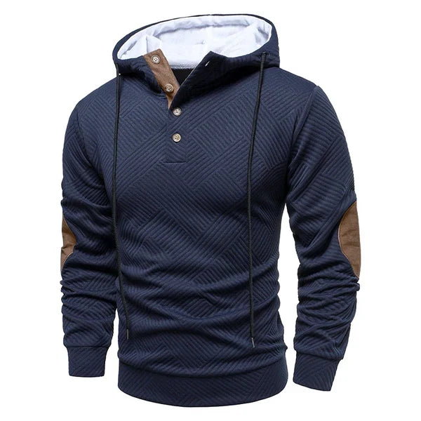 Hoodie heren met knoopsluiting bij de hals 3
