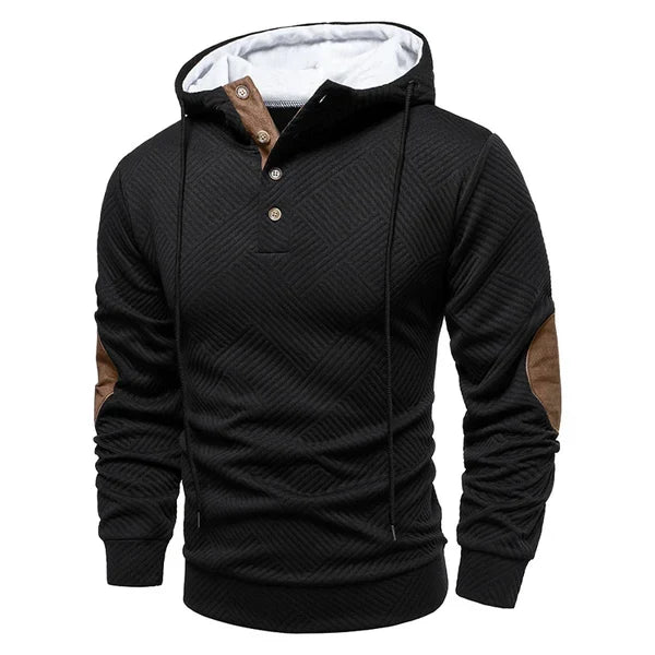 Hoodie heren met knoopsluiting bij de hals 4