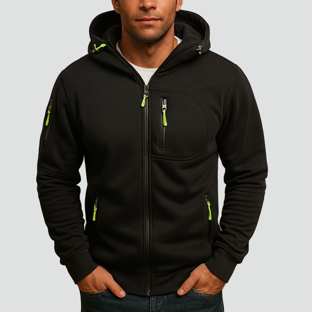Hoodie heren met rits en verstelbare capuchon 2