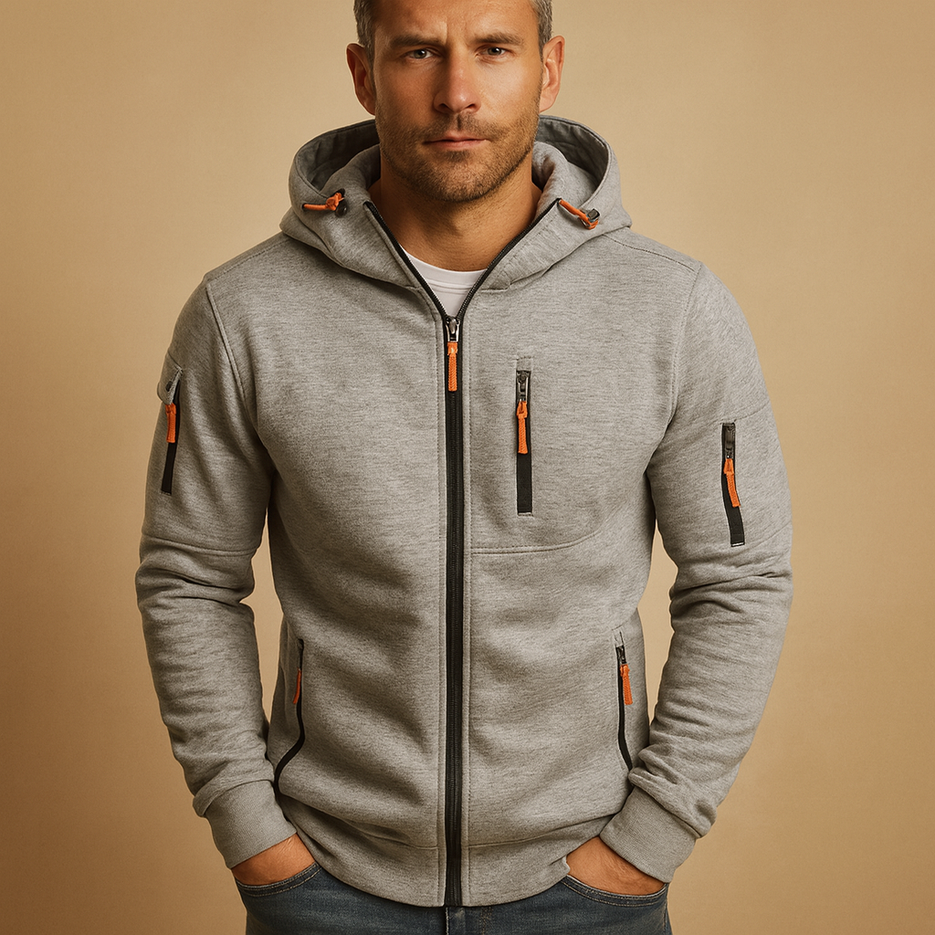 Hoodie heren met rits en verstelbare capuchon 6