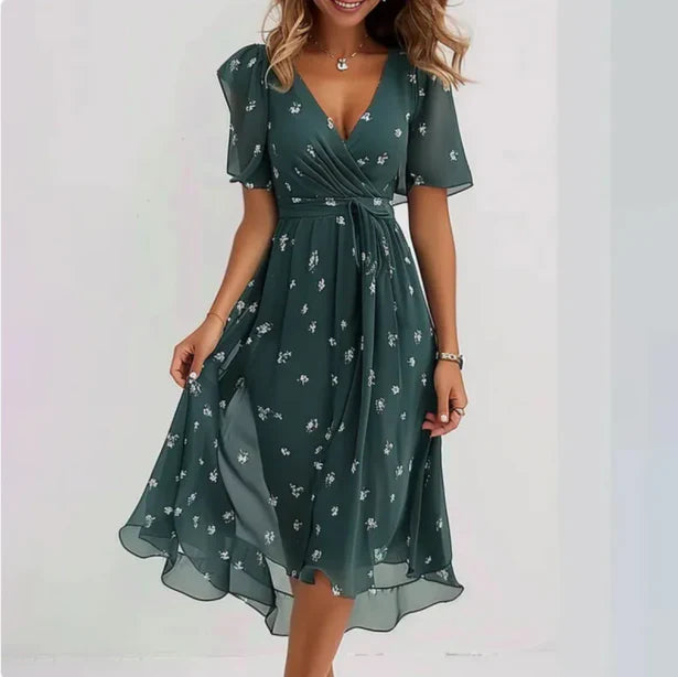 Raffaella - Midi wikkeljurk met V-hals dames