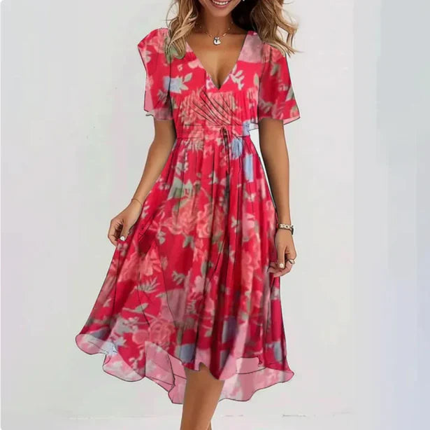 Raffaella - Midi wikkeljurk met V-hals dames