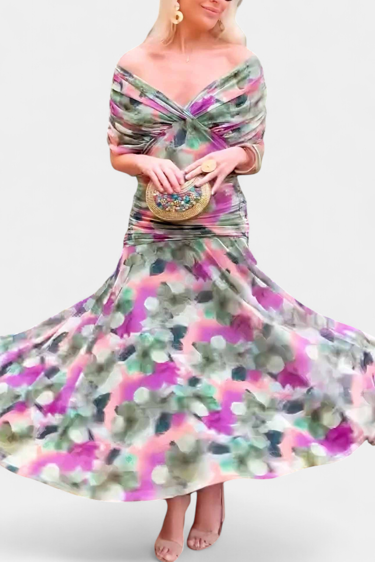 Clémence - Elegante midi jurk met off-shoulder dames