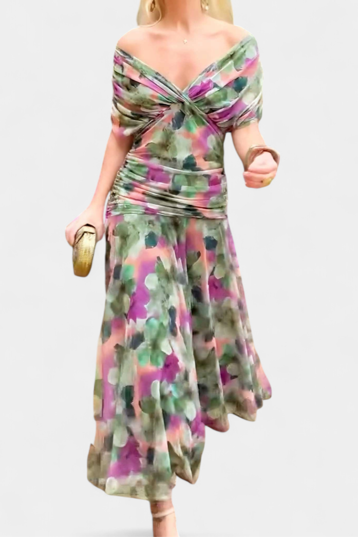 Clémence - Elegante midi jurk met off-shoulder dames