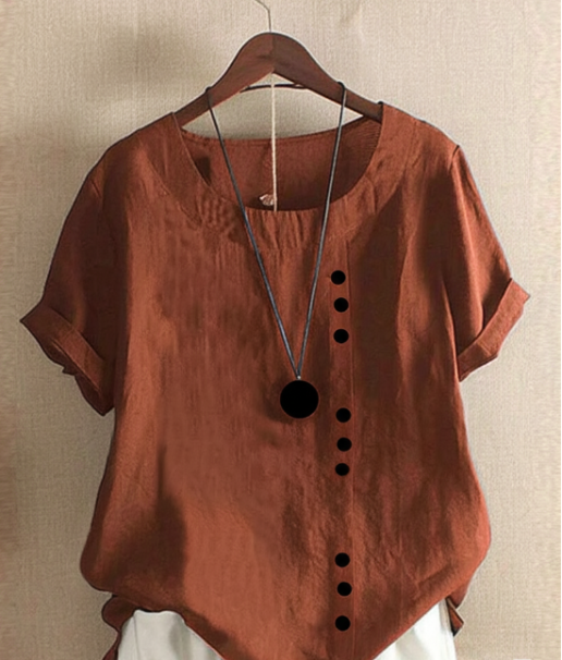 Federica - Zomerse blouse met korte mouwen en ronde hals dames
