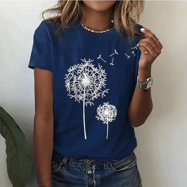 Camilla - Zomers T-shirt met ronde hals en korte mouwen dames