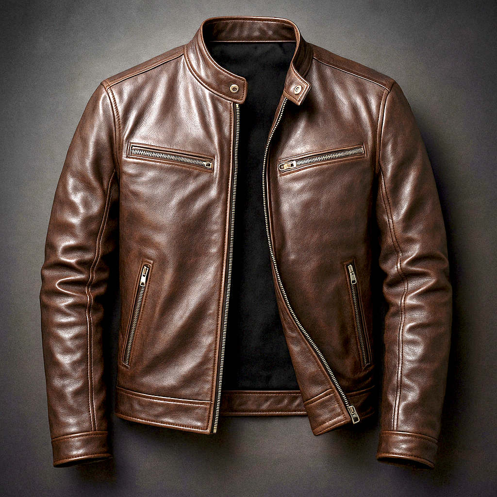 Jas heren met biker-look en slim fit 1
