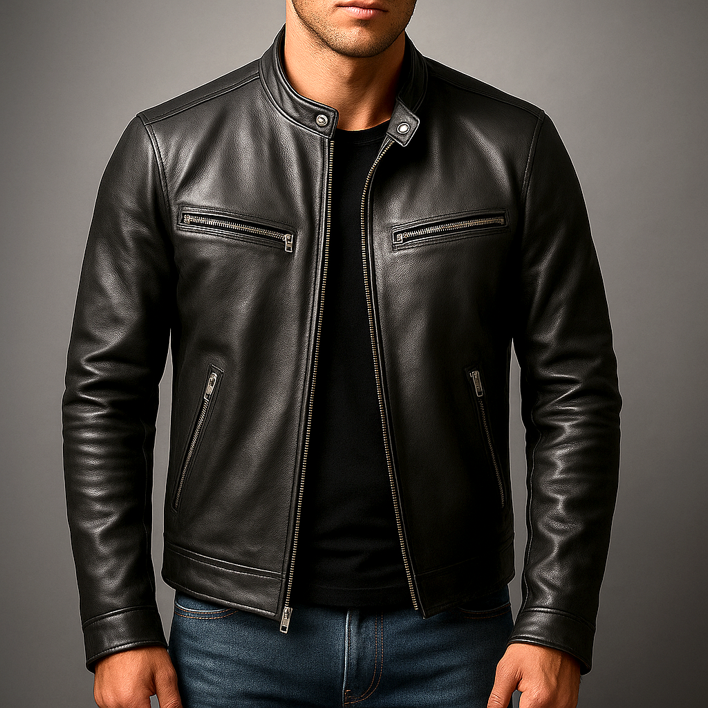 Jas heren met biker-look en slim fit 6