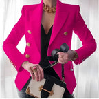 Gevoerde blazer dames met gestructureerde schouders, reverskraag en enkele rij knopen 6