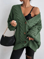 Kabelgebreid vest dames oversized met knoopsluiting 2