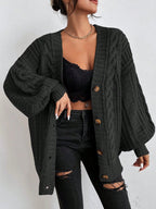 Kabelgebreid vest dames oversized met knoopsluiting 4