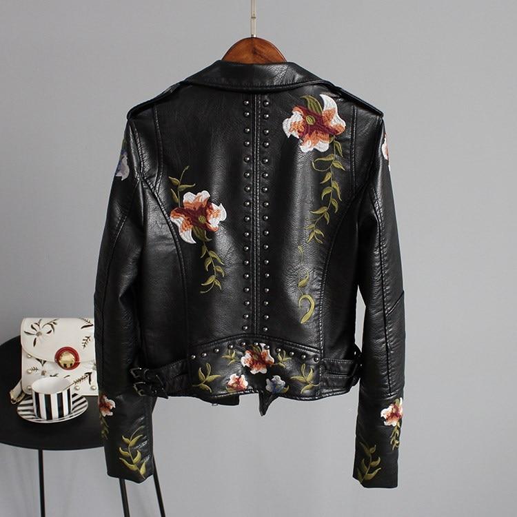 Kort imitatieleren jasje dames met bloemenprint en lange mouwen 3
