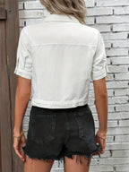 Kort spijkerjack dames met korte mouwen en borstzakken 13