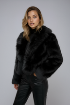 Korte faux fur jas dames met zachte voering 1