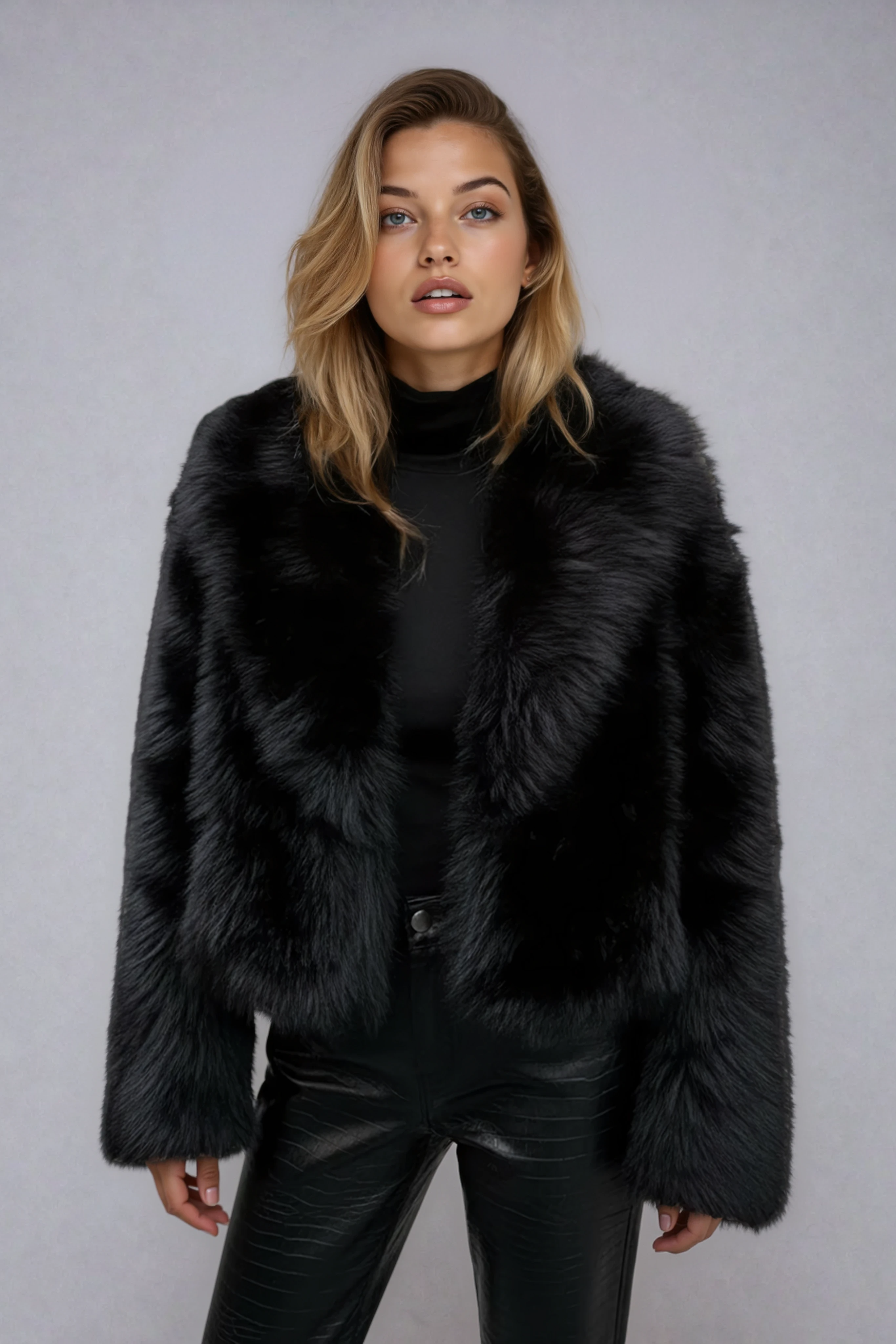 Korte faux fur jas dames met zachte voering 4