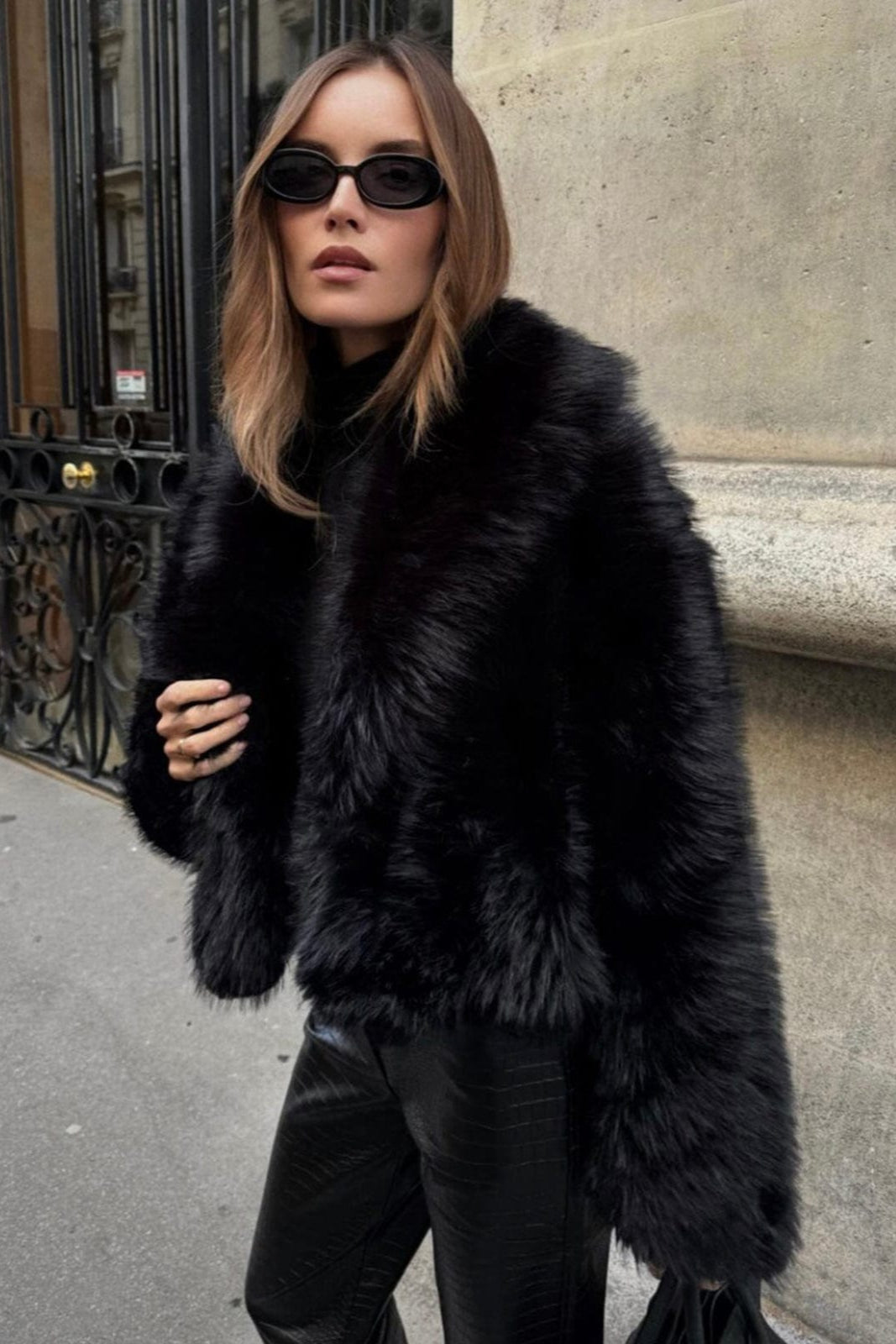 Korte faux fur jas dames met zachte voering 5