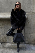 Korte faux fur jas dames met zachte voering 9