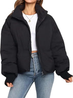 Korte puffer jas dames gewatteerd met rits 2