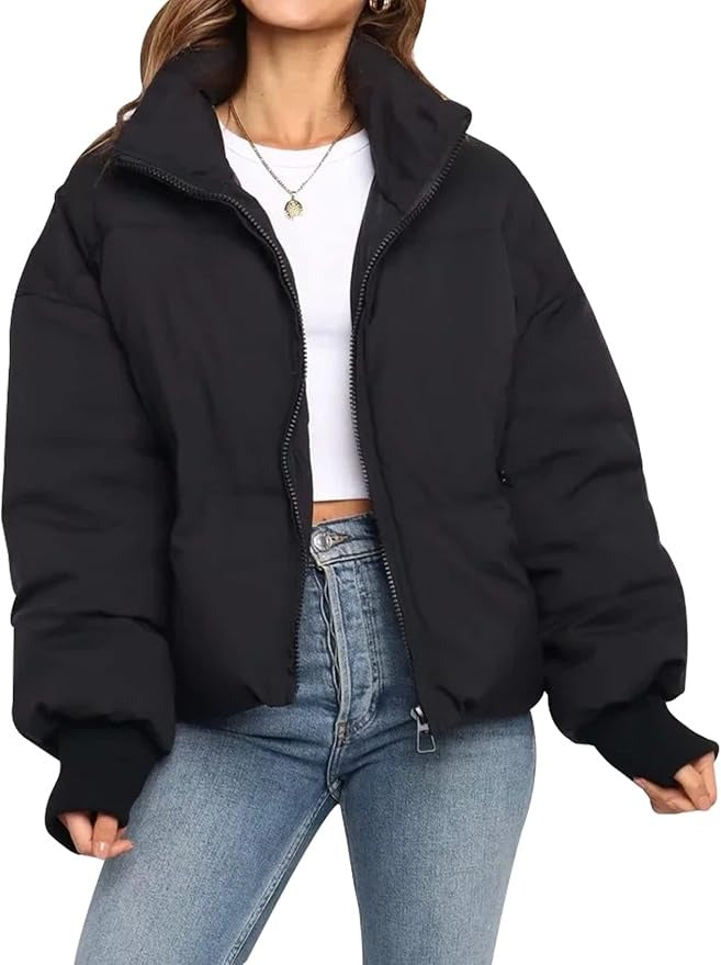 Korte puffer jas dames gewatteerd met rits 2