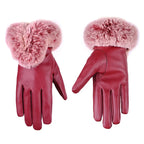 Kunstleren handschoenen dames met imitatiebont en touchscreen 8
