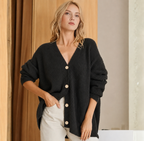 Lang gebreid vest dames oversized met ribstructuur en knoopsluiting 3