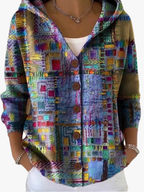 Lang vest dames met capuchon en patchwork 12