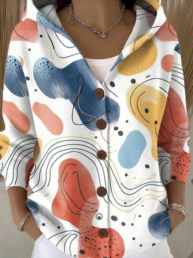 Lang vest dames met capuchon en patchwork 3