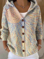 Lang vest dames met capuchon en patchwork 6