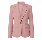 Lange blazer dames met reverskraag en enkele knoop 1