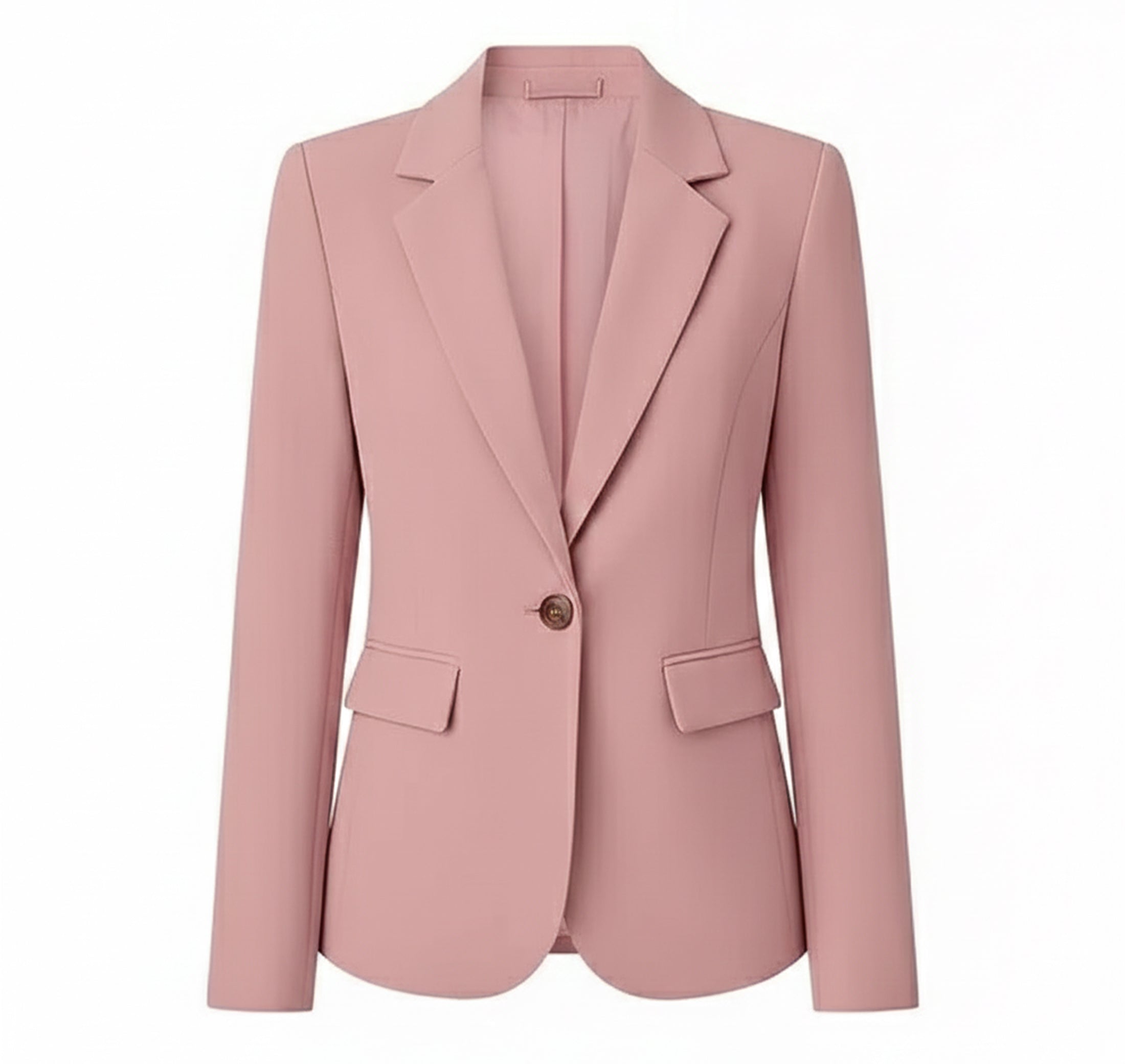 Lange blazer dames met reverskraag en enkele knoop 1
