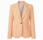 Lange blazer dames met reverskraag en enkele knoop 2