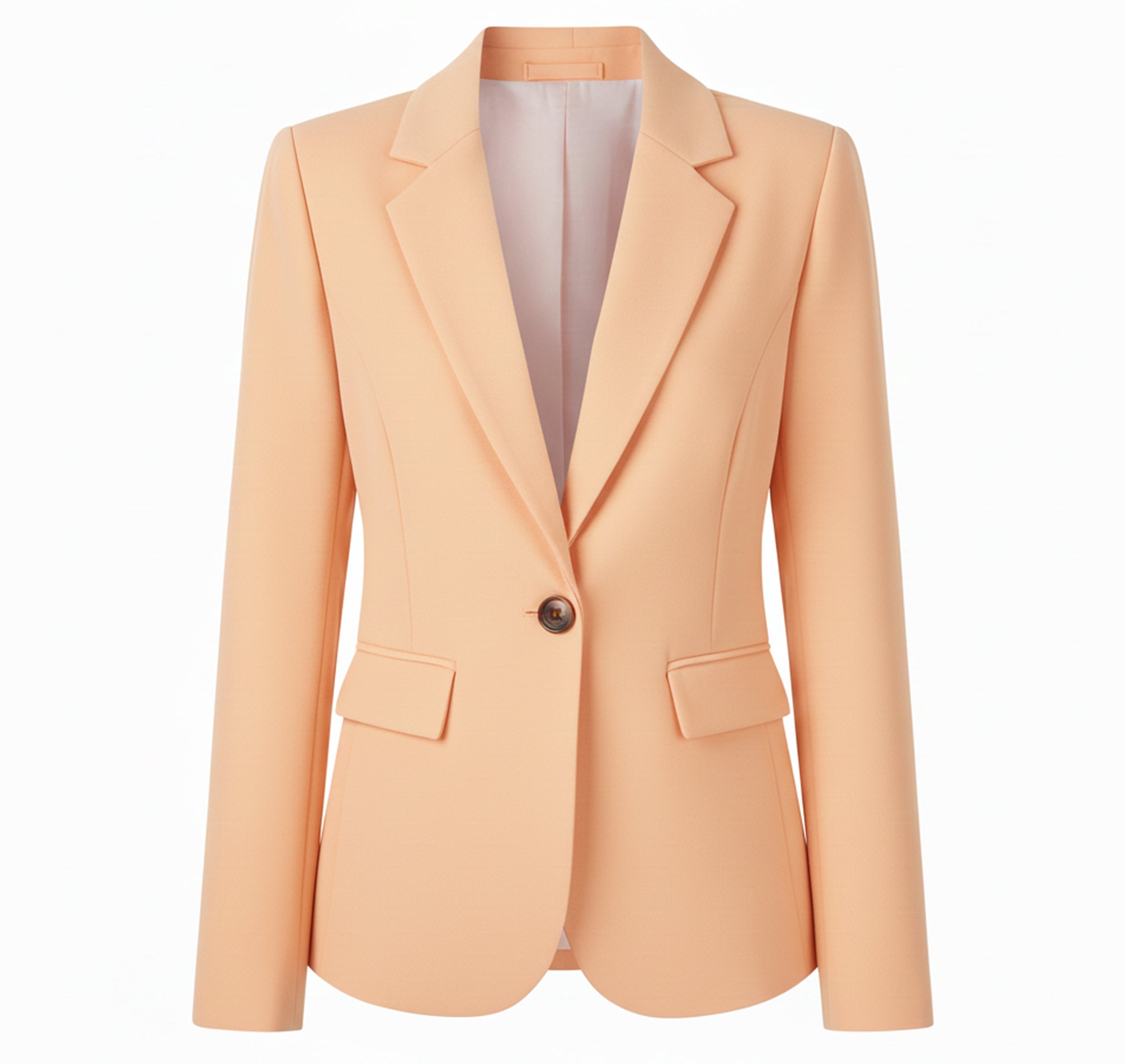 Lange blazer dames met reverskraag en enkele knoop 2