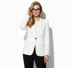 Lange blazer dames met reverskraag en enkele knoop 8
