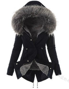 Lange parka winterjas dames met capuchon en verstelbare taille 1
