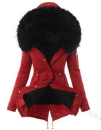 Lange parka winterjas dames met capuchon en verstelbare taille 3