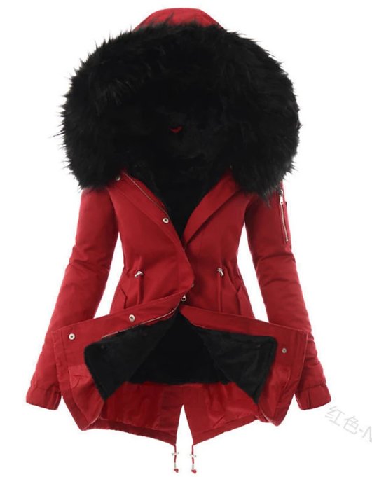 Lange parka winterjas dames met capuchon en verstelbare taille 3