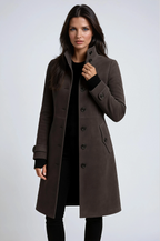 Lange trenchcoat dames met knoopsluiting en zakken 2