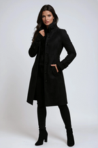 Lange trenchcoat dames met knoopsluiting en zakken 4