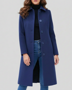 Lange trenchcoat dames met kraag, knopen en riem 2